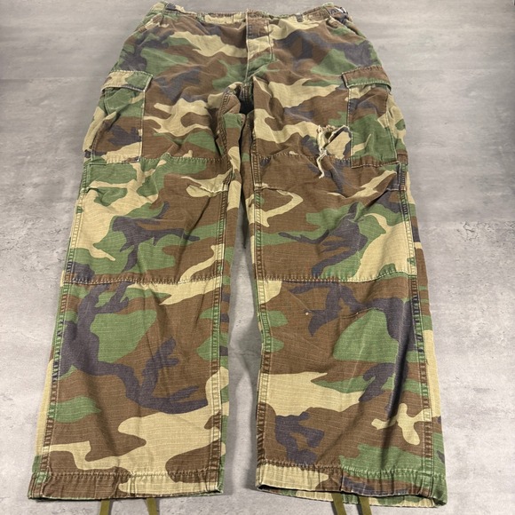 US Military Other - Vintage US Military Cargo Pants Mens 33x30 Woodland Camo Distressed Trousers